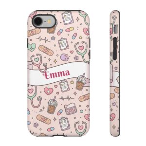 Custom Name Nurse Phone Case, Pastel Stethoscope Nurse Life, Tough Cover for iPhone 18 Pro Max, 17, Galaxy S26