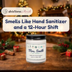 Personalized ICU Nurse Candle, Funny Smells Like Hand Sanitizer and a 12-Hour Shift, Critical Care Nurse Gift Soy Candle