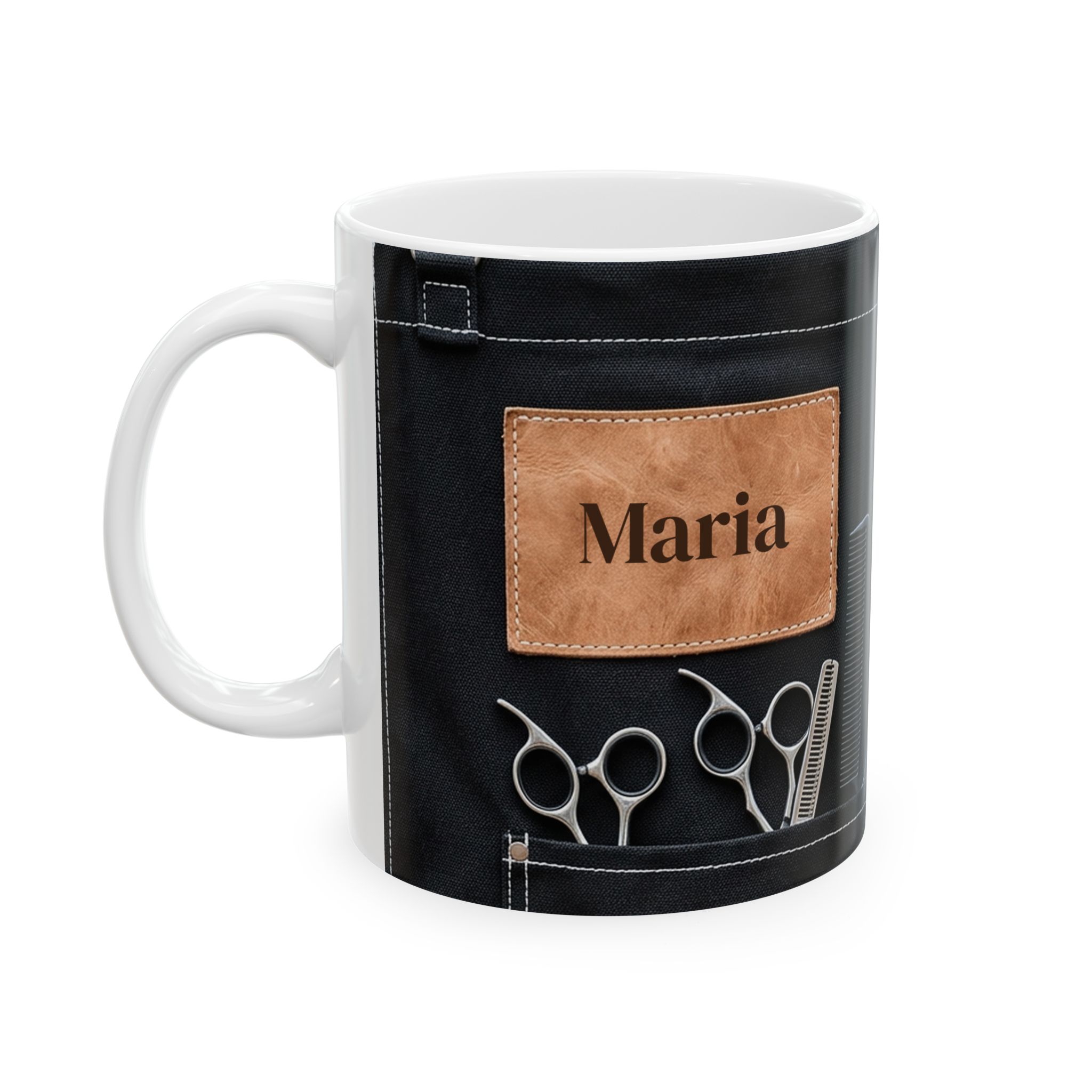 Personalized Hairstylist Mug, Hair Stylist Name with Salon Apron, Hairdresser Coffee Cup