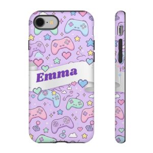 Custom Name Gamer Phone Case, Kawaii Pastel Controller, Tough Cover for iPhone 18 Pro Max, 17, Galaxy S26