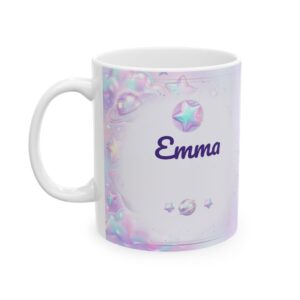 Custom Name Mug, Personalized 3D Iridescent Celestial Coffee Cup with Name (11oz)