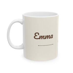 Personalized Coffee Mug with Name, Botanical Line Art Wildflowers, 11oz