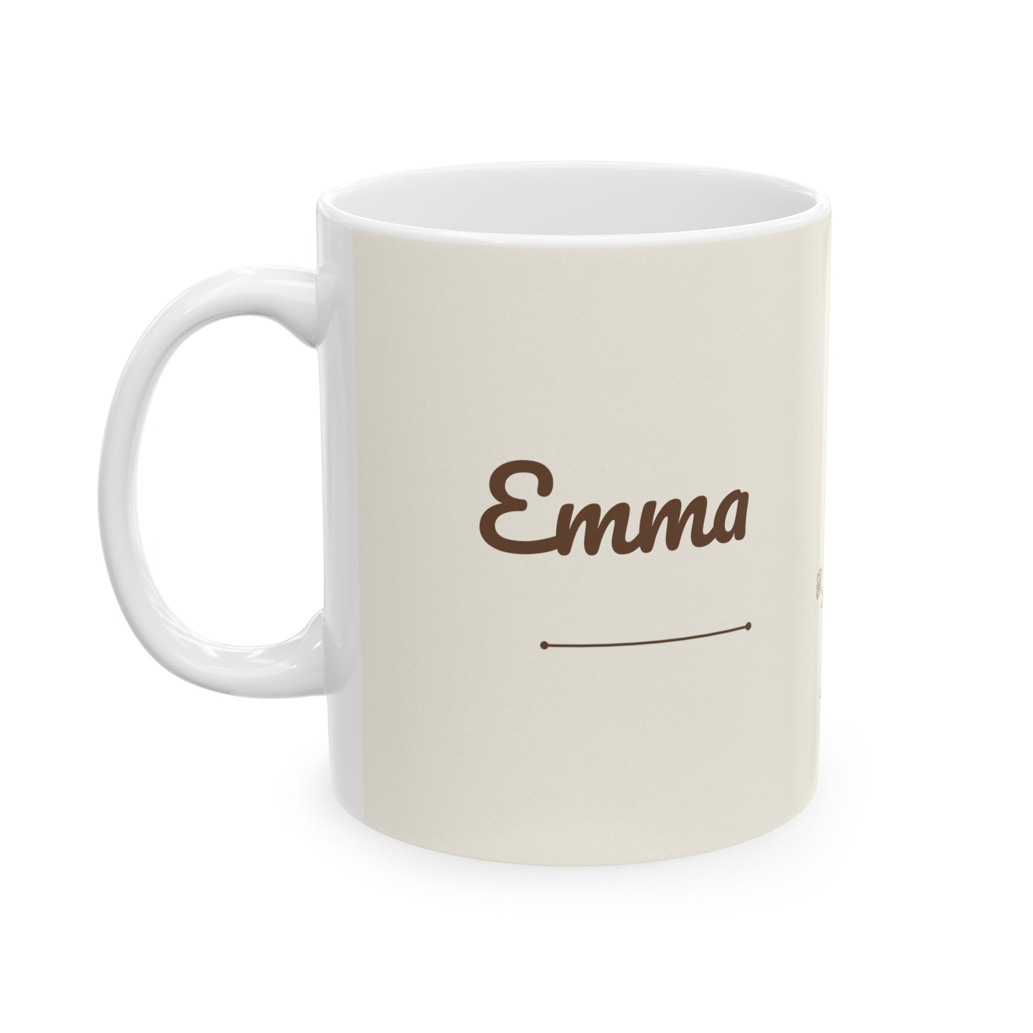 Personalized Coffee Mug with Name, Botanical Line Art Wildflowers, 11oz