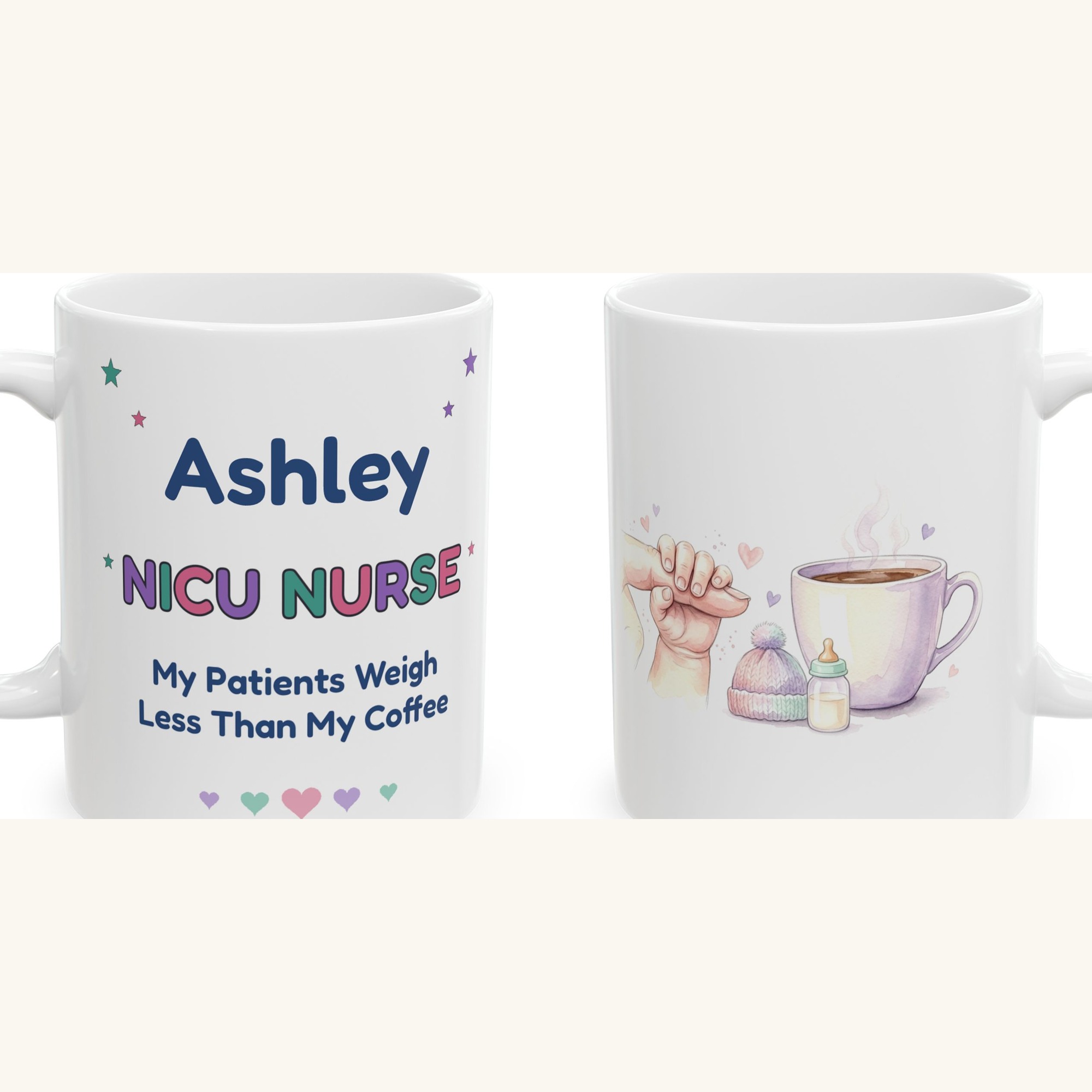 NICU Nurse Mug Personalized with Name, Funny My Patients Weigh Less Than My Coffee, Neonatal Nurse Gift Coffee Cup - Image 5