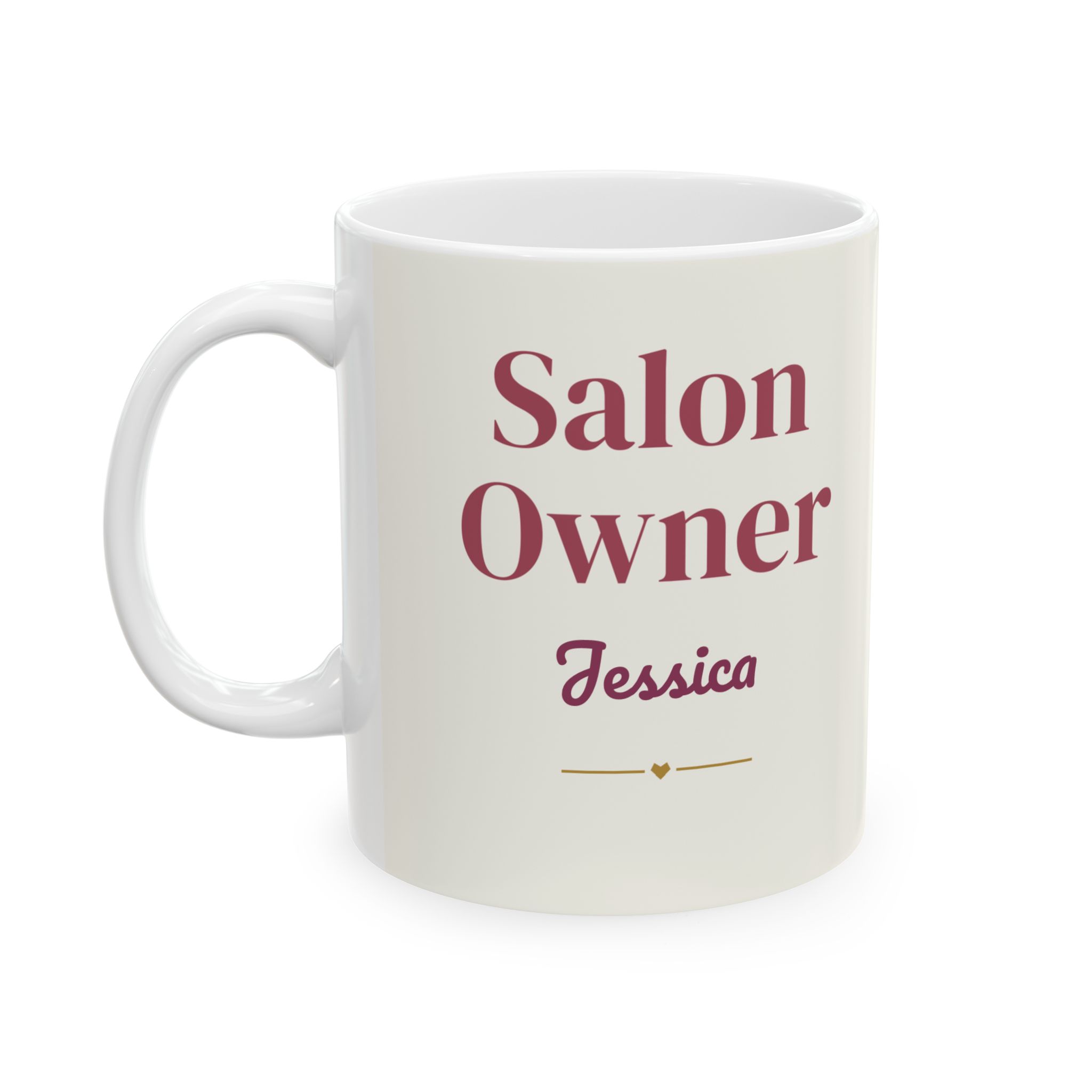 Personalized Hair Salon Owner Mug with Name, Watercolor Salon Chair Coffee Cup