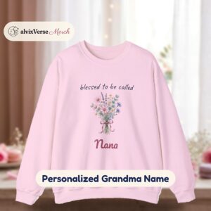 Blessed to Be Called Nana Sweatshirt, Personalized Grandma Name Crewneck, Custom Mimi Gigi Sweatshirt, Wildflower Christmas Gift for Grandma