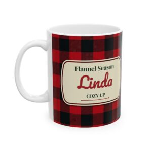 Winter Mug Personalized Name, Buffalo Plaid Flannel Season Hot Cocoa Mittens Cozy Coffee Cup