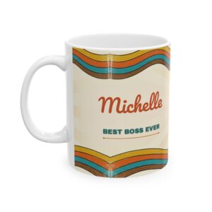 Boss Mug Personalized with Name, Retro 70s Best Boss Ever, 11oz