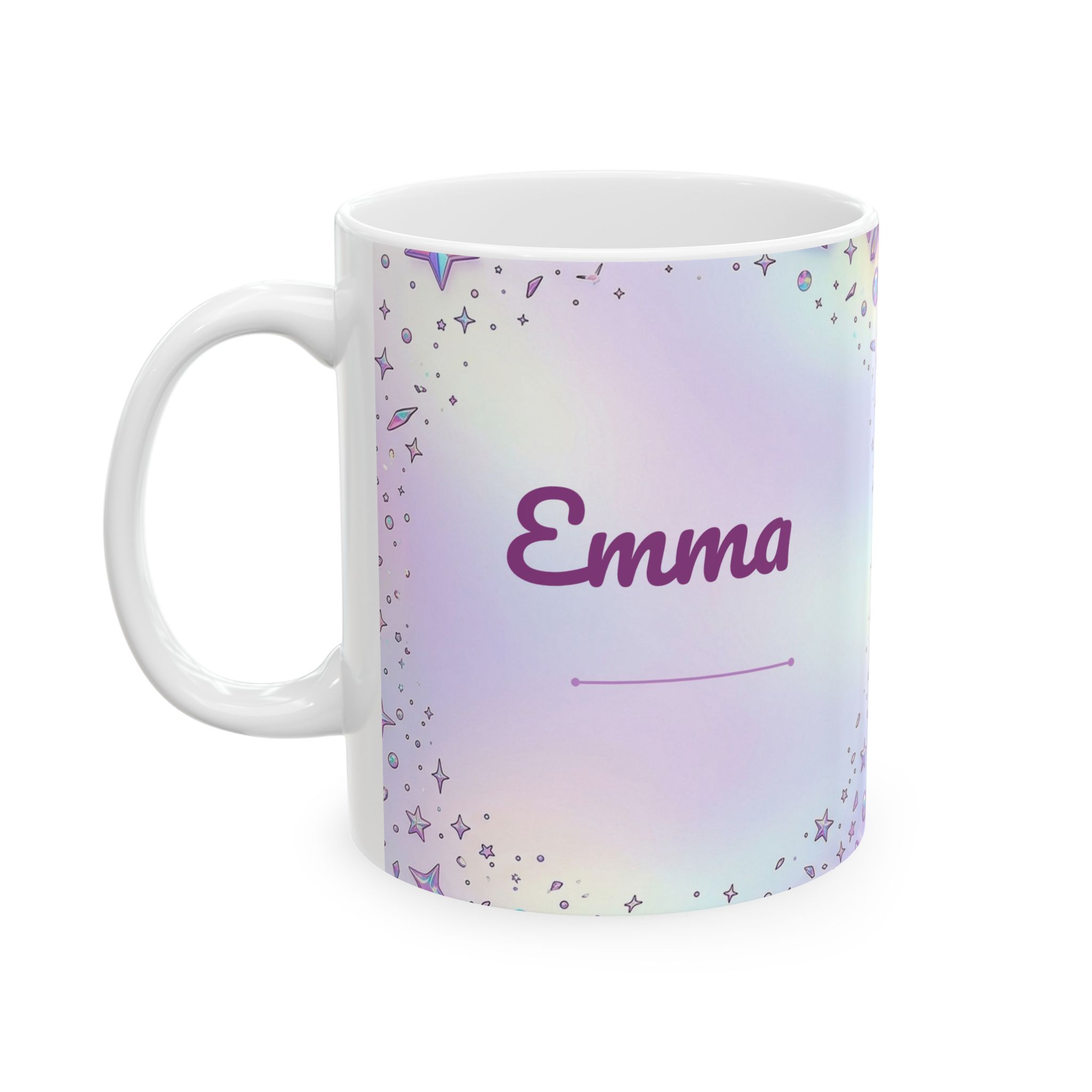 Custom Mug with Your Name, 3D Iridescent Holographic Design