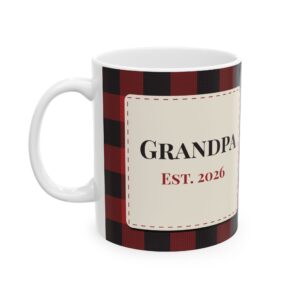 Personalized Grandpa Mug, Buffalo Plaid, 12 Grandkids Names (11oz)