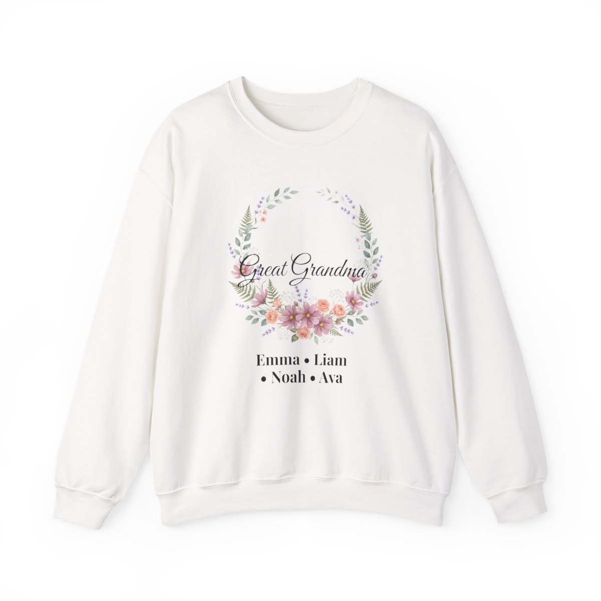 Great Grandma Sweatshirt with Grandkids Names, Personalized Great Grandma Gift, Wildflower Crewneck, Christmas Gift for Great Grandma