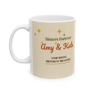 Sister Mug Personalized Names, Vintage Retro 70s Same Roots Different Branches Coffee Cup