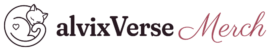 alvixVerse Merch logo with Minnette the sleeping cat