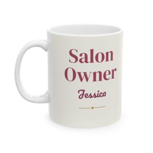 Personalized Hair Salon Owner Mug with Name, Watercolor Salon Chair Coffee Cup